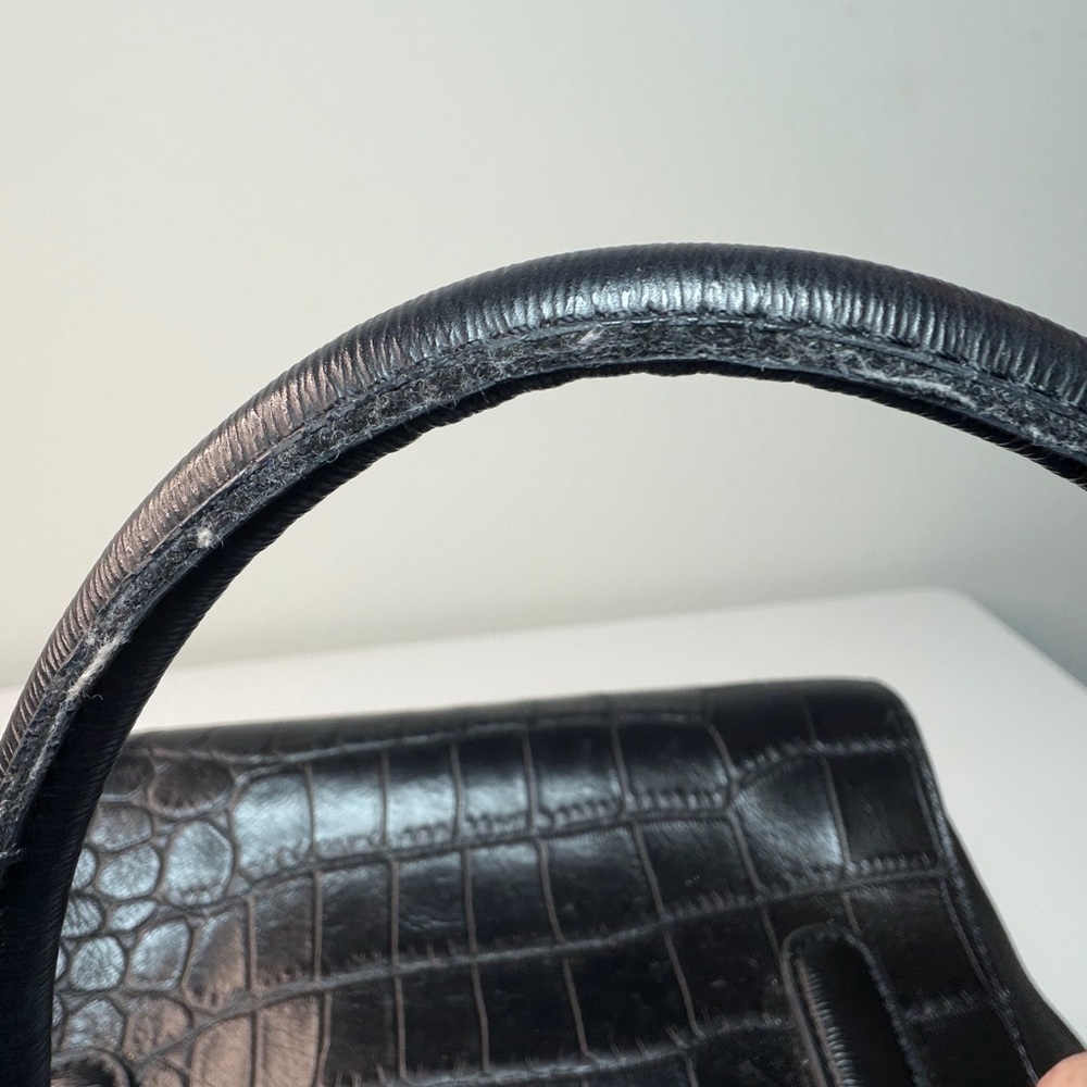 Tignanello Black Crocodile-Patterned Satchel Purse - image 4